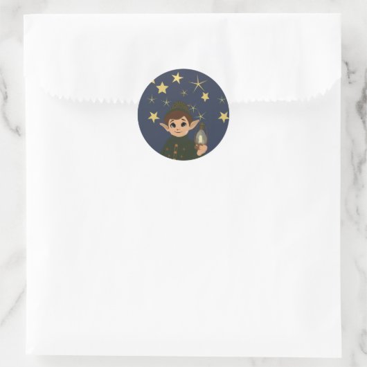 Round Elf Starry Night Watcher Sticker (Tas)