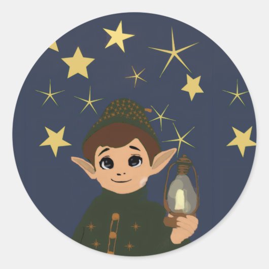 Round Elf Starry Night Watcher Sticker (Voorkant)