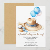 Round 'em up - Waterverf Cowboy Baby shower Kaart (Voorkant / Achterkant)