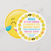 Round Emoji Birthday Party Invitation Kaart (Voorkant / Achterkant)