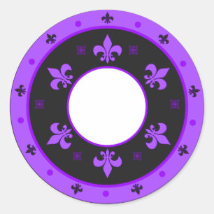 Round Fleur de Lis Stickers PAARS