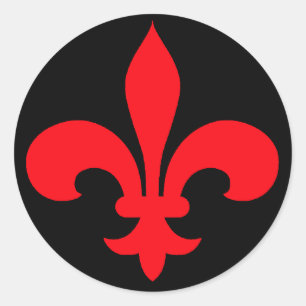 Round Fleur de Lis Stickers RED
