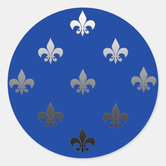 Round Fleur de Lis Stickers Silver (Voorkant)