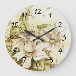 Round Floral Clock Grote Klok