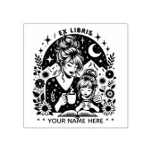 Round Floral Fantasy boekenliefhebber ex libris st Rubberstempel (Afrduk)