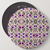 Round floral pattern with purple, pink, and blue  ronde button 6,0 cm (Voorkant /achterkant)