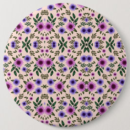 Round floral pattern with purple, pink, and blue  ronde button 6,0 cm