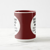 Round Frame 2 Photo Logo Large Maroon Custom Combo Mok (Midden)