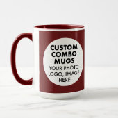 Round Frame 2 Photo Logo Large Maroon Custom Combo Mok (Links)