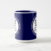 Round Frame 2x Photo Text Large Navy Custom Combo Mok (Midden)