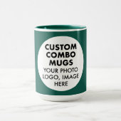 Round Frame Photo Logo Large Green Custom Combo Mok (Midden)