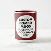 Round Frame Photo Logo Large Maroon Custom Combo Mok (Midden)