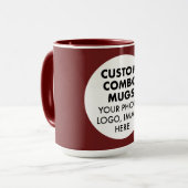 Round Frame Photo Logo Large Maroon Custom Combo Mok (Voorkant links)