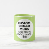 Round Frame Photo Logo Lime Green Custom Combo Mok (Midden)