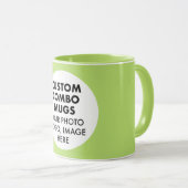 Round Frame Photo Logo Lime Green Custom Combo Mok (Voorkant rechts)