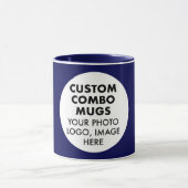 Round Frame Photo Logo Navy Blue Custom Combo Mok (Midden)