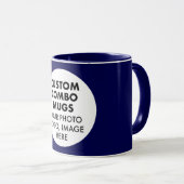 Round Frame Photo Logo Navy Blue Custom Combo Mok (Voorkant rechts)