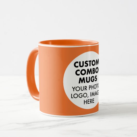 Round Frame Photo Logo Orange Custom Combo Mok (Voorkant links)