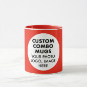 Round Frame Photo Logo Red Custom Combo Mok (Midden)