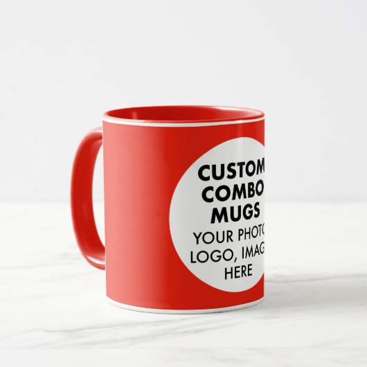 Round Frame Photo Logo Red Custom Combo Mok (Voorkant links)