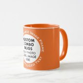 Round Frame Photo + Text Orange Custom Combo Mok (Voorkant rechts)