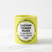 Round Frame Photo + Text Yellow Custom Combo Mok (Midden)