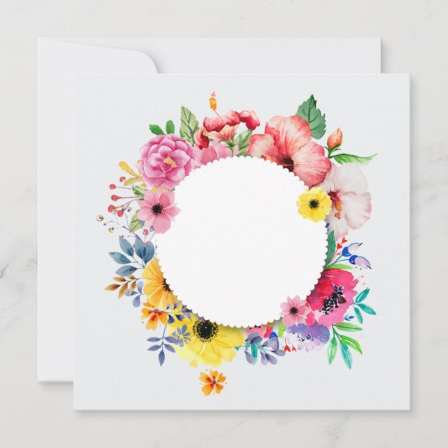 Round frame with colorful flowers (Voorkant)