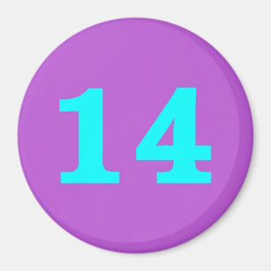 Round Fridge Magnet - nummer 14 - Turquoise/Violet