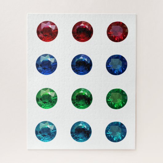 Round Gemstone Ruby Sapphire Emerald Topaz Puzzle Legpuzzel (Verticaal)