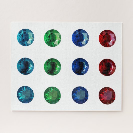 Round Gemstone Ruby Sapphire Emerald Topaz Puzzle Legpuzzel (Horizontaal)