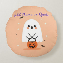 Round Ghost Halloween Pillow -  tekst Rond Kussen
