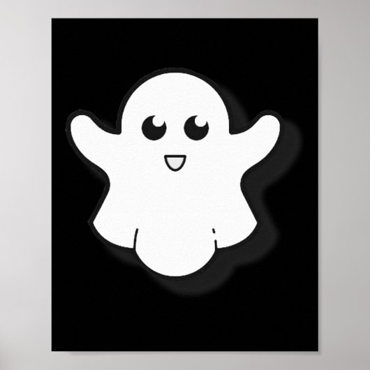 Round Ghost Schattige Ghost Halloween Spooky Seizo Poster (Voorkant)