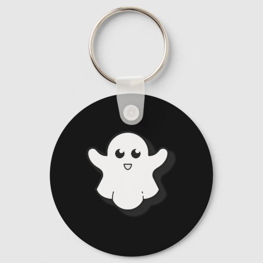 Round Ghost Schattige Ghost Halloween Spooky Seizo Sleutelhanger (Voorkant)
