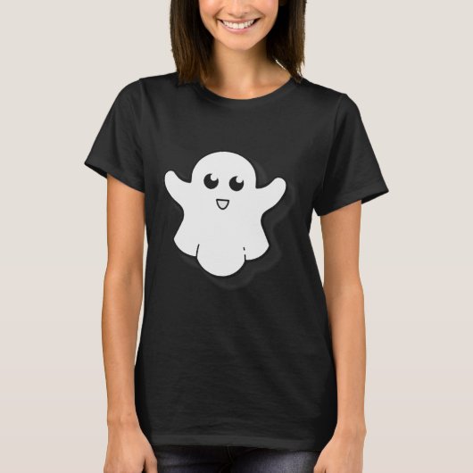 Round Ghost Schattige Ghost Halloween Spooky Seizo T-shirt (Voorkant)
