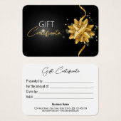 Round Gold Bow Classy Luminous Elegant Black Gift Visitekaartje (Voorkant /achterkant)