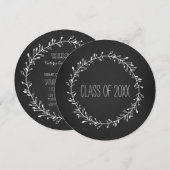 Round Graduation Party Invitation Chalkboard Kaart (Voorkant / Achterkant)