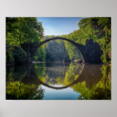 Round Grey Rock Bridge over een rivier in de Bosse Poster (Voorkant)