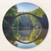 Round Grey Rock Bridge over een rivier in de Bosse Ronde Kartonnen Onderzetter (Voorkant)