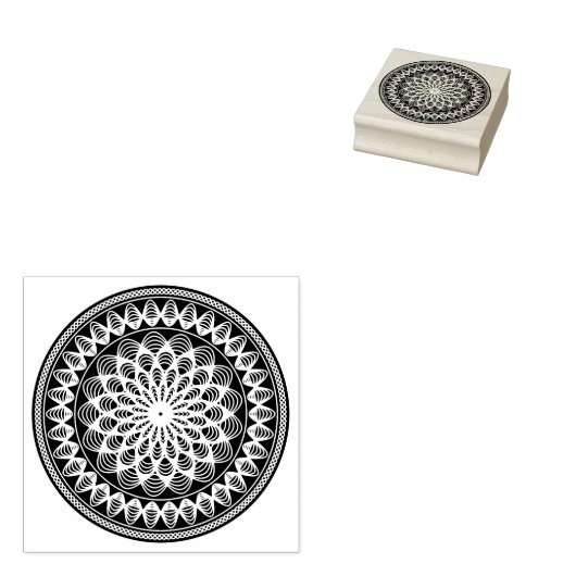 Round Guilloche Rosette Rubberstempel (Gestempeld)
