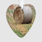 Round Hay Bale in Field Ornament (voorkant)