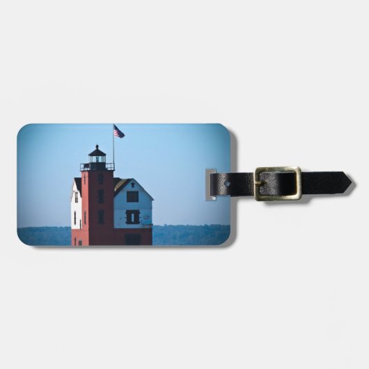 Round Island Lighthouse Bagagelabel (Voorkant horizontaal)