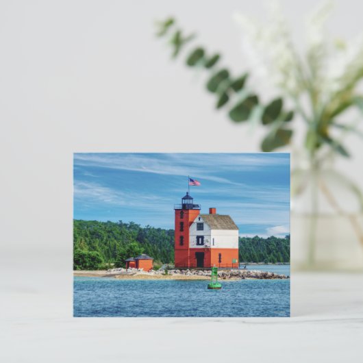 Round Island Lighthouse Briefkaart (Staand voorkant)