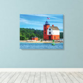 Round Island Lighthouse Canvas Afdruk (Insitu (Houten vloer))