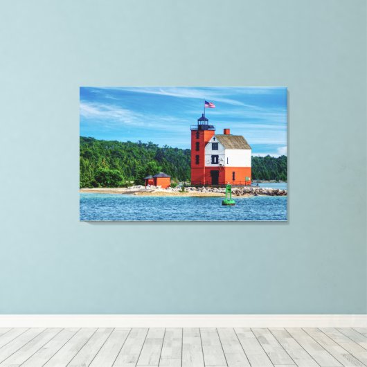 Round Island Lighthouse Canvas Afdruk (Insitu (Houten vloer))