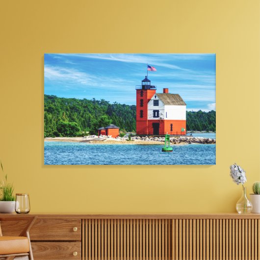 Round Island Lighthouse Canvas Afdruk (Insitu (Woonkamer))