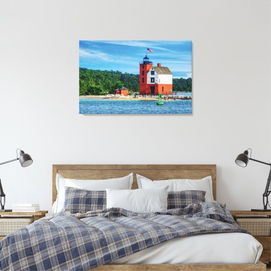 Round Island Lighthouse Canvas Afdruk (Insitu (Slaapkamer))