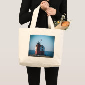Round Island Lighthouse Grote Tote Bag (Voorkant (product))