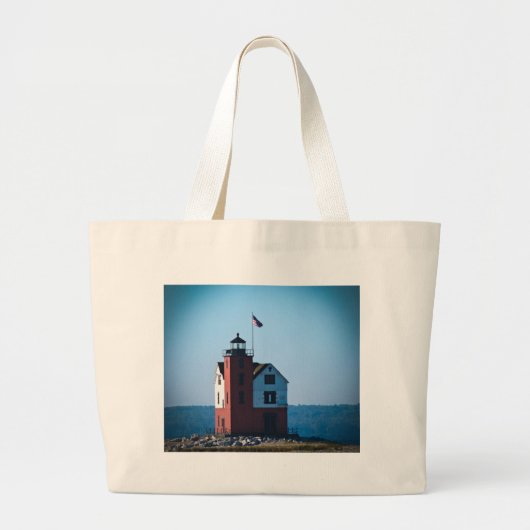 Round Island Lighthouse Grote Tote Bag (Voorkant)