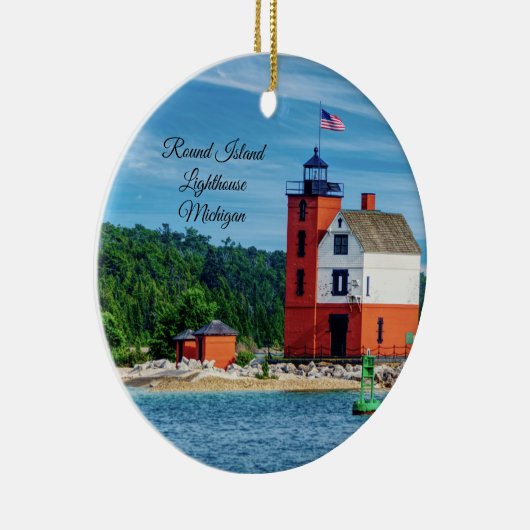 Round Island Lighthouse Keramisch Ornament (Rechts)