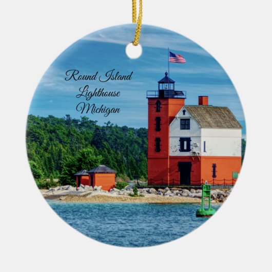 Round Island Lighthouse Keramisch Ornament (Voorkant)